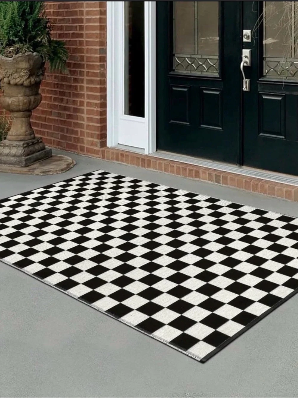 Black and White Checkered Area Rug, 3*5ft